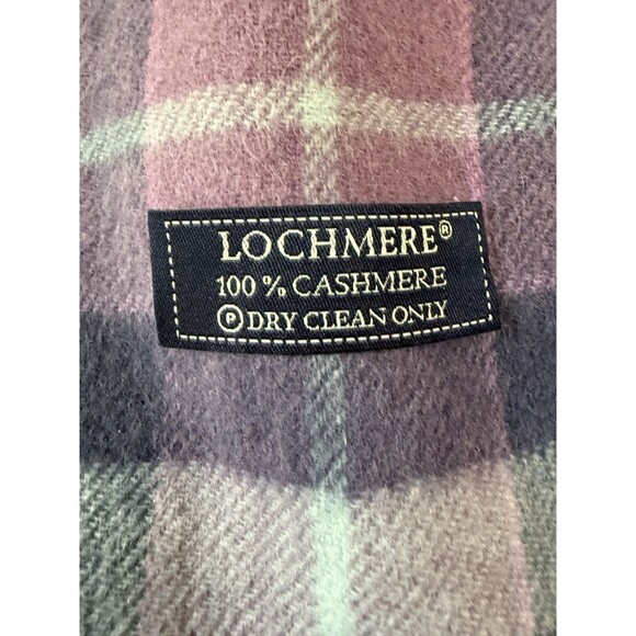 Lochmere Cashmere Scarf Plaid Blue Purple READ - Picture 2 of 4